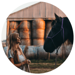 equine psychotherapist meg kirby with horse